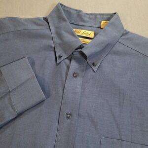 Roundtree Yorke Gold Label Mens Button Down Shirt 2XT Blue Classic Preppy